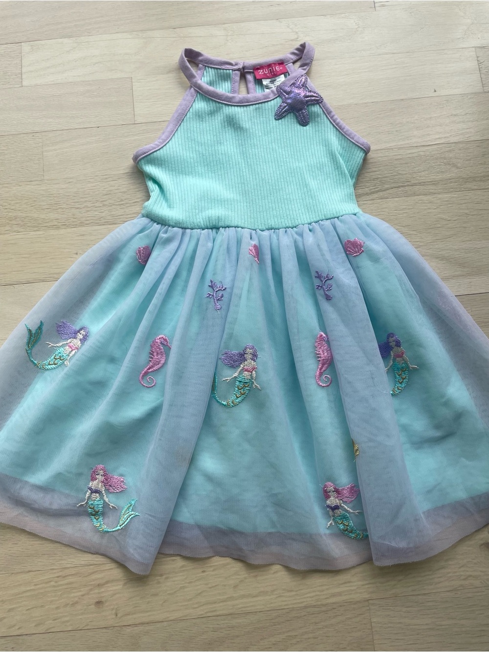 Zunie Mint & Lavender Mermaid Tulle Dress with Star Accent